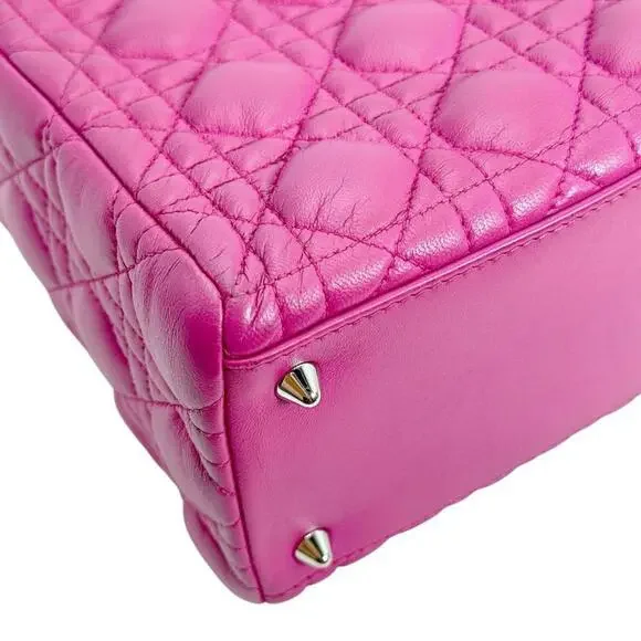 CHRISTIAN DIOR Pink Lambskin Leather Shoulder Bag - Picture 10 of 16